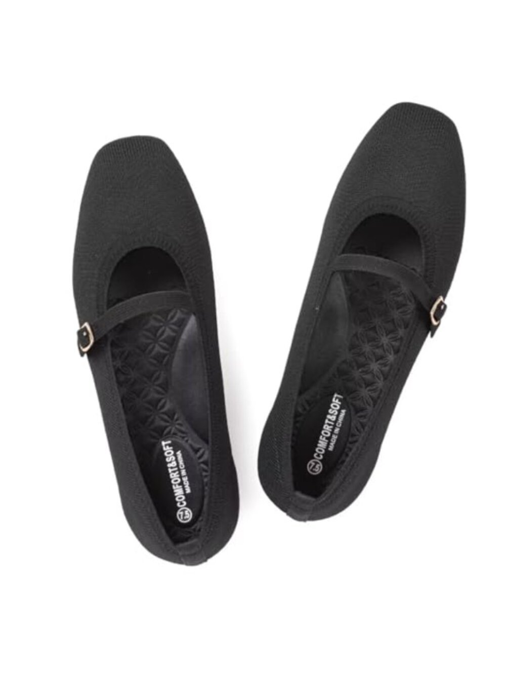 Women's Square Toe Mary Jane Flats Slip On Knit Comfortable Dressy Work
